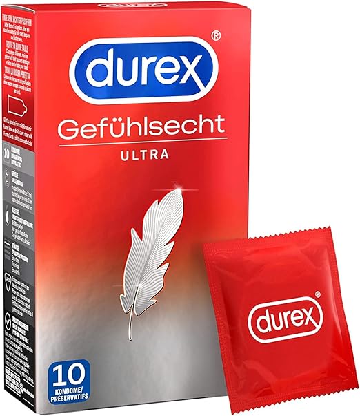 Durex Gefühlsecht Kondom - Optimale Passform für normale Penisgrößen 52-54mm
